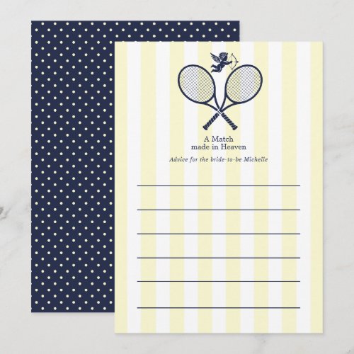 Navy &amp; Cream Preppy Tennis Bridal Shower Advice Card