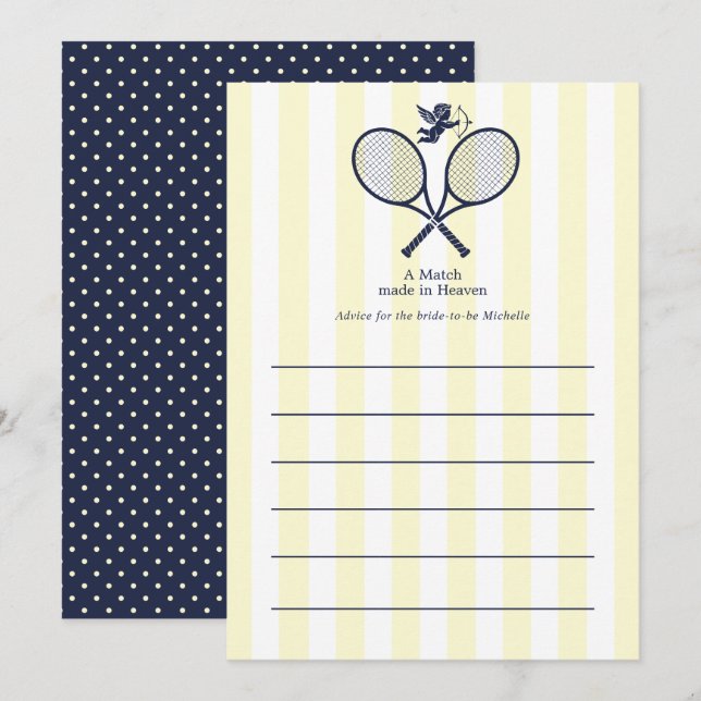 Navy & Cream Preppy Tennis Bridal Shower Advice Card (Front/Back)