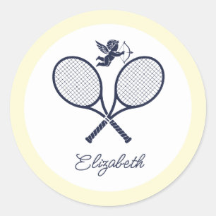 Navy & Cream Preppy Tennis Bridal Shower Classic Round Sticker