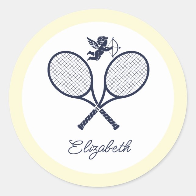 Navy & Cream Preppy Tennis Bridal Shower Classic Round Sticker (Front)