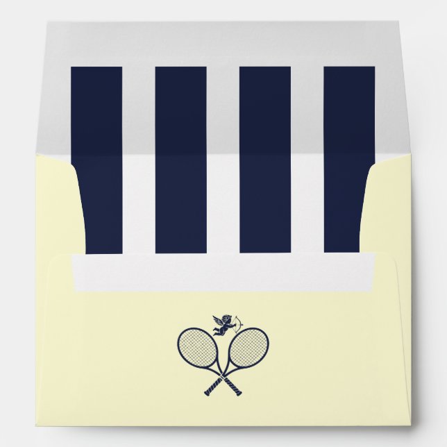 Navy & Cream Preppy Tennis Bridal Shower Envelope (Back (Bottom))