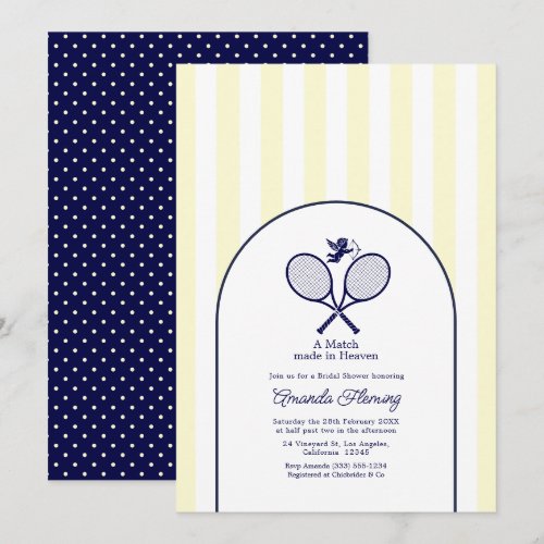 Navy &amp; Cream Preppy Tennis Bridal Shower Invitation
