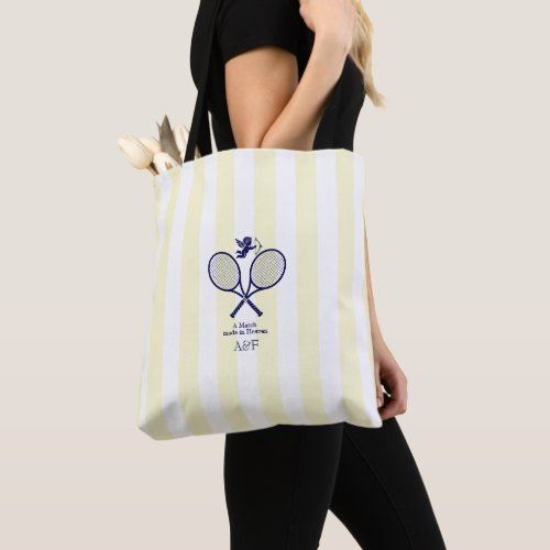 Navy & Cream Preppy Tennis Bridal Shower Tote Bag