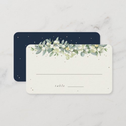 NavyCream SnowberryEucalyptus Wedding Flat Place Card