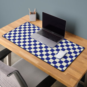 Navy & Cream Square Style Pattern Desk Mat
