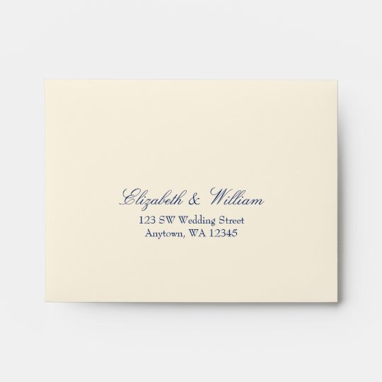 Navy Cream Wedding Rsvp Return Address A2 Envelope