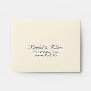 Navy Cream Wedding RSVP Return Address A2 Envelope
