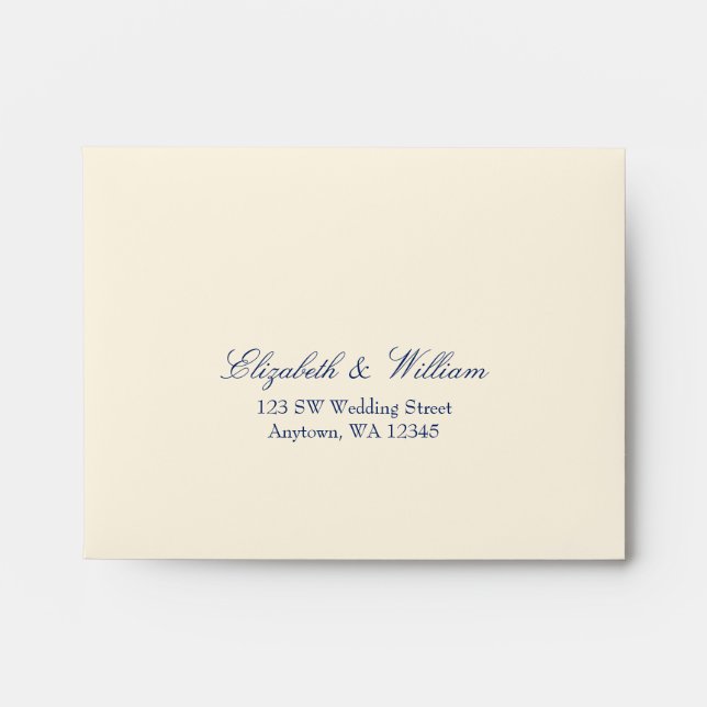 Navy Cream Wedding RSVP Return Address A2 Envelope (Front)