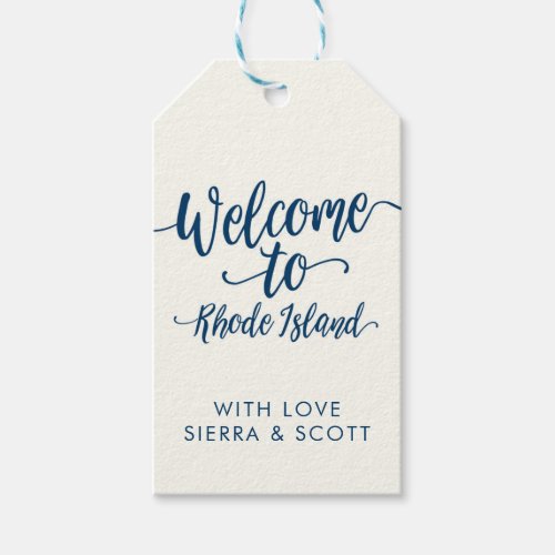 Navy  Cream Welcome to Rhode Island Gift Tags