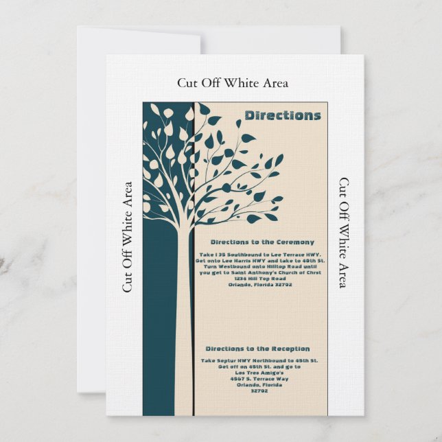 Navy/Creme Tree Wedding Directions Card (Front)