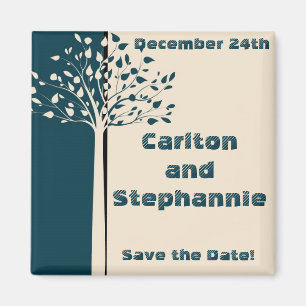 Navy/Creme Tree Wedding Magnet Favor