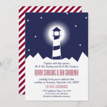 Navy & Crimson | Lighthouse Wedding Invitation