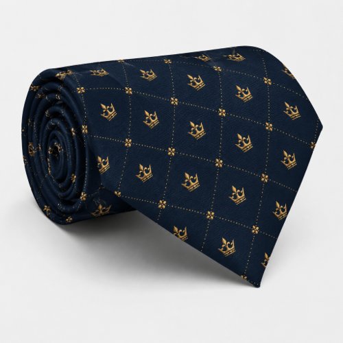 Navy Crown Monogram Neck Tie