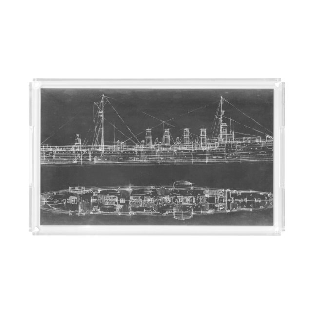 Navy Cruiser Blueprint Acrylic Tray (Front)