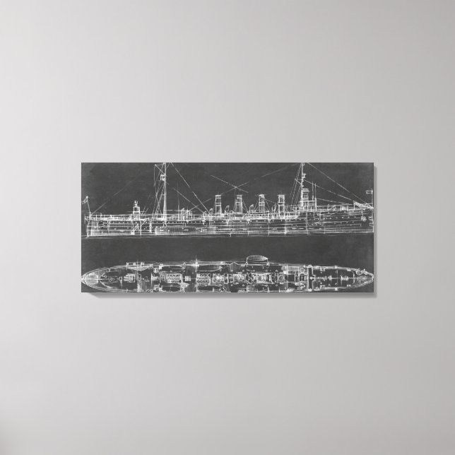 Navy Cruiser Blueprint Canvas Print (Front)