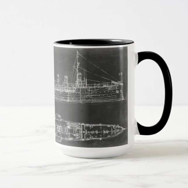 Navy Cruiser Blueprint Mug (Right)