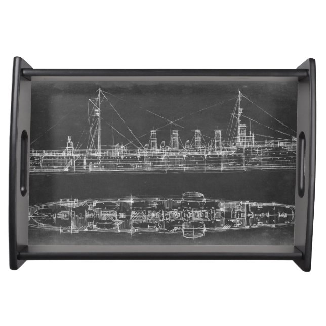 Navy Cruiser Blueprint Serving Tray (Front)