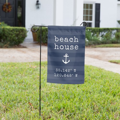 Navy  Custom Beach House Coordinates Garden Flag
