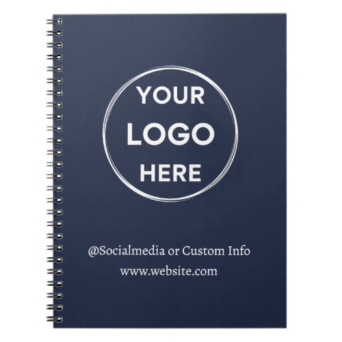 Navy Custom Logo Modern Minimalist Business Staff Notebook