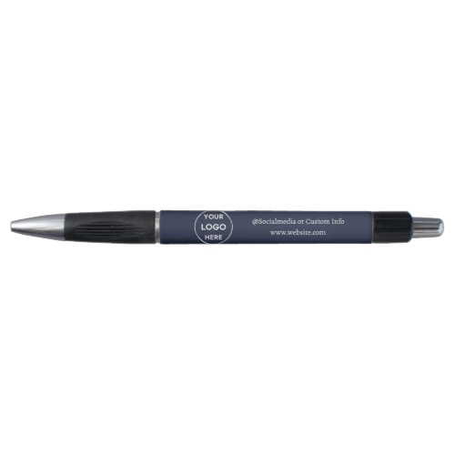 Navy Custom Logo Text Modern Minimalist Business Pen