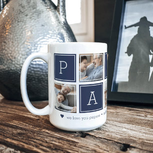 Navy Custom Papaw 5 Photo Colorblock Collage Coffee Mug