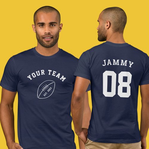 Navy Custom Team Name Football Jersey T_Shirt