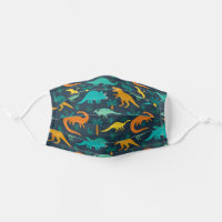 Navy | Cute Colorful Dinosaur Pattern Adult Cloth Face Mask