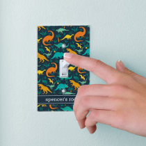 Navy | Cute Colorful Dinosaur Pattern Kids Name Light Switch Cover