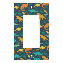 Navy | Cute Colorful Dinosaur Pattern Kids Room Light Switch Cover
