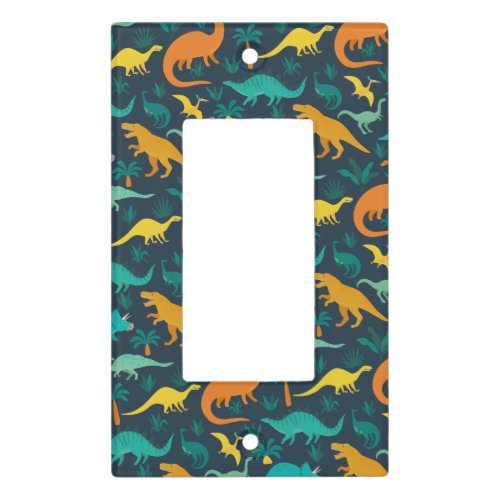 Navy  Cute Colorful Dinosaur Pattern Kids Room Light Switch Cover