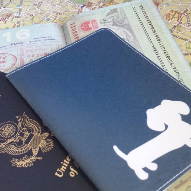 Navy Dachshund Wiener Dog Passport Cover Travel (Creator Uploaded)