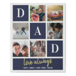Navy Dad Colorblock Six Photo Collage Personalized Faux Canvas Print at Zazzle