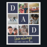 Navy Dad Colorblock Six Photo Collage Personalized Faux Canvas Print<br><div class="desc">Customize this Dad Colorblock Six Photo Collage Personalized gift idea to celebrate one of your favorite people. This personalized gift makes a birthday gift or Christmas gift. Makes a great gift for mom, mother, stepmom. Family and friends will love this Dad Colorblock Six Photo Collage Personalized gift idea. It's easy...</div>