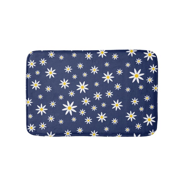 Navy Daisy Bath Mat (Front)