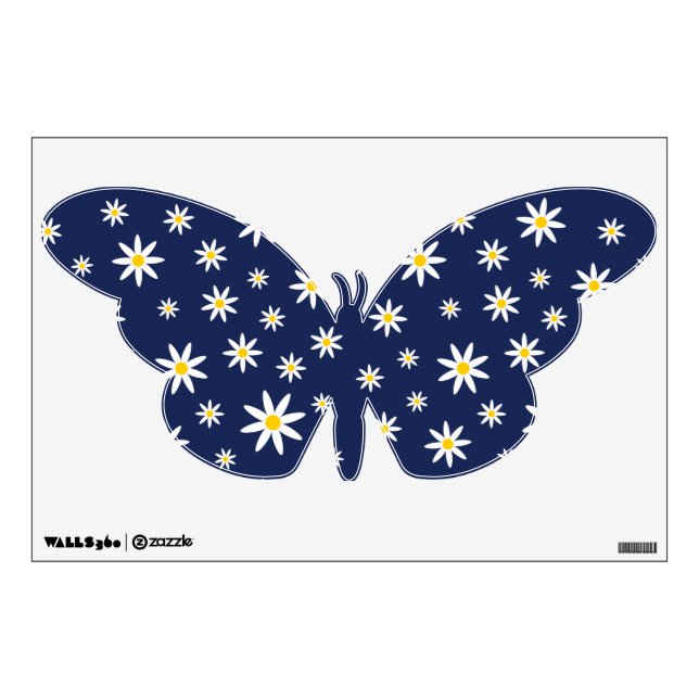 Navy Daisy Butterfly Wall Decal (Front)