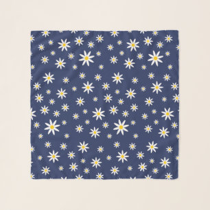 Navy Daisy Chiffon Scarf