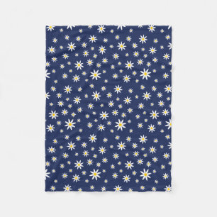 Navy Daisy Fleece Blanket