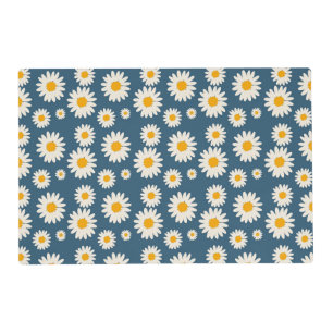 Navy Daisy Floral Bohemian Botanical Pattern Placemat