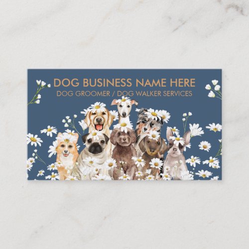 NAVY Daisy Flower Pet Sitter Walker dog petcare Business Card