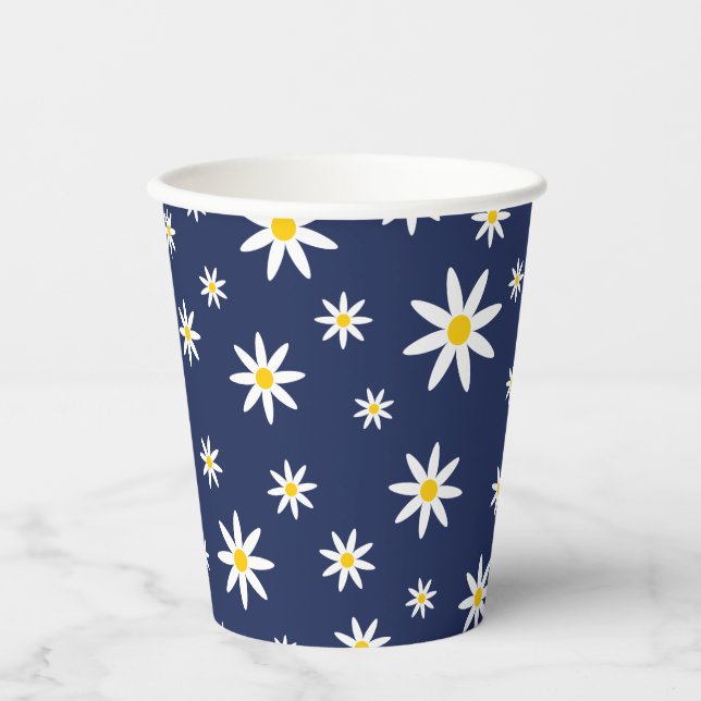 Navy Daisy Paper Cups (Front)