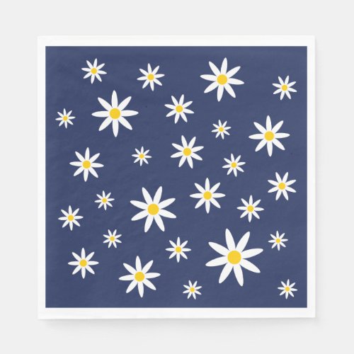 Navy Daisy Paper Napkins