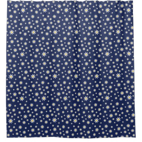 Navy Daisy Shower Curtain