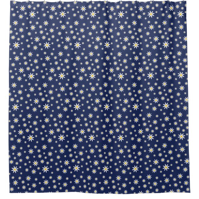 Navy Daisy Shower Curtain (Front)