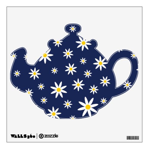 Navy Daisy Teapot Wall Decal