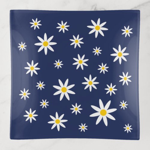 Navy Daisy Trinket Tray