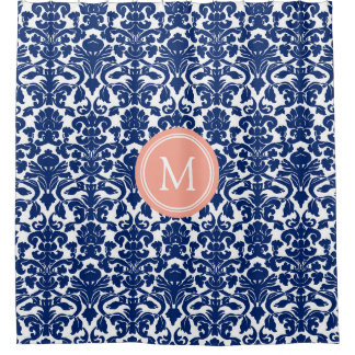 Navy Coral Shower Curtains | Zazzle Navy Coral Shower Curtains | Zazzle