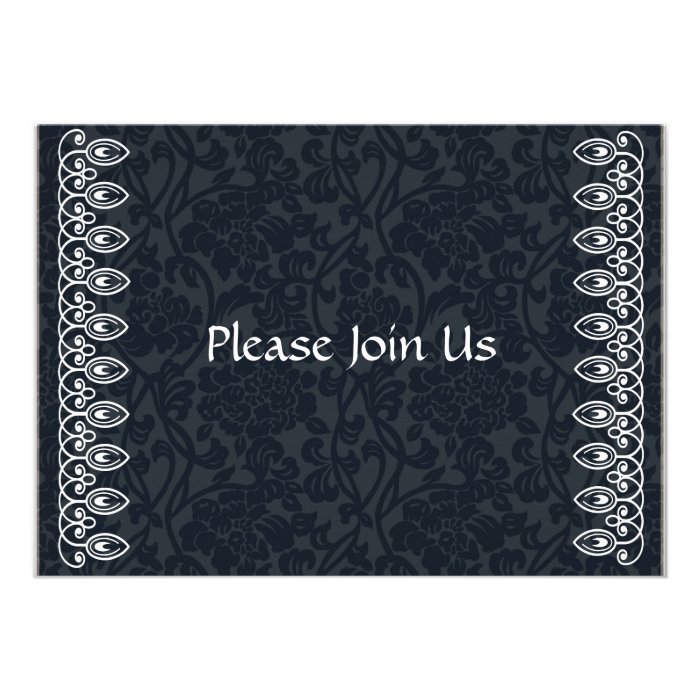 Navy Damask Invitation