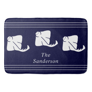 Navy Dark Blue Coastal Nautical Stingray Manta Ray Bath Mat