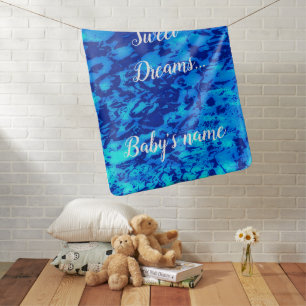 Navy Deep Customize Fresh Ocean Water Baby Blanket
