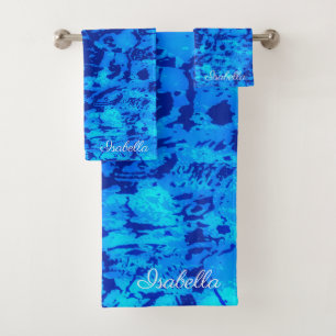 Navy Deep Customize Fresh Ocean Water Bath Towel Set